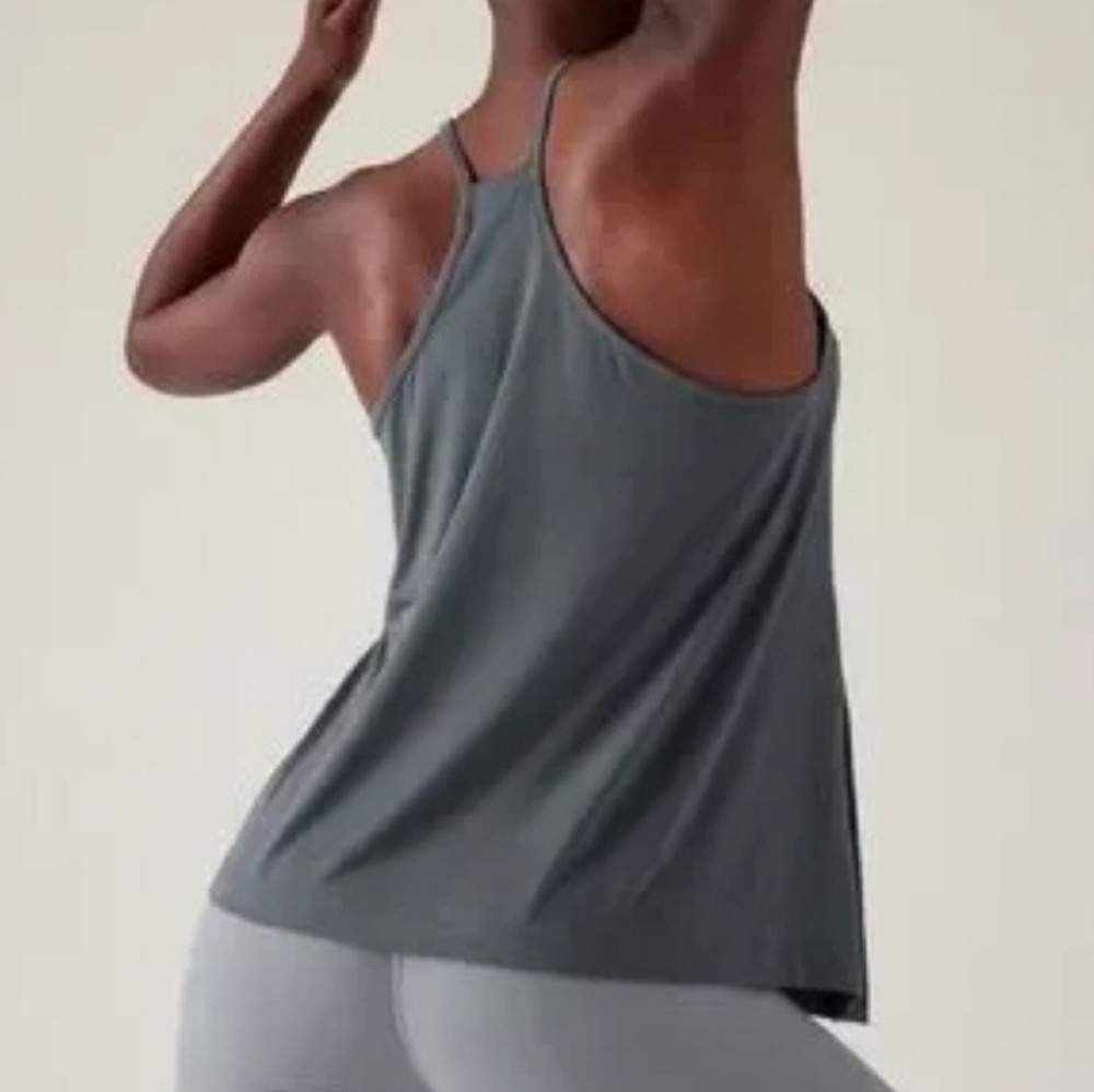 Athleta Explore Racerback Tank Size Small Tie Front Soft Stretch - Picture 5 of 14